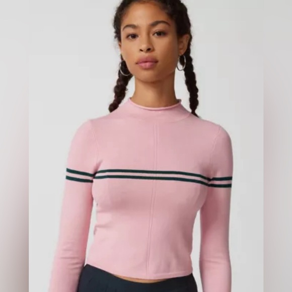 Urban Outfitters Sweaters - NWT Urban Outfitters Angelo Mock Neck
Pink Sweater with One Dramatic Stripe